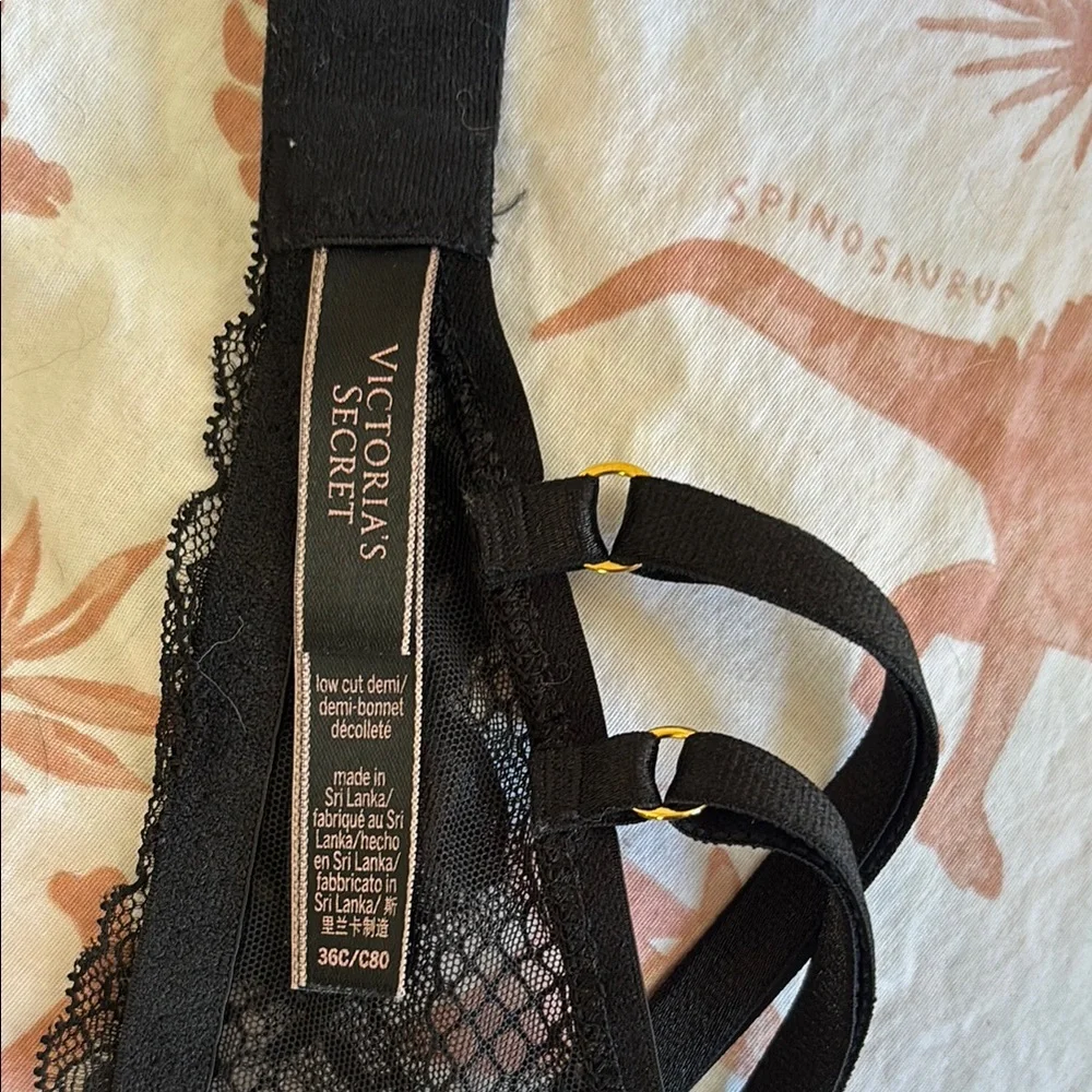 Victoria's Secret Black Lace + Fishnet Bra with Double Strap Detail in Size 36C - Picture 2 of 7